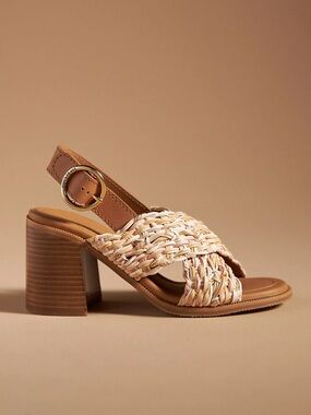See by Chloe Jaicey Chunky Heels Womens EU 37 Woven Leather Crisscross Slingback